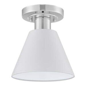 Hampton Bay Finley 8 in. 1-Light White and Chrome Semi-Flush Mount Ceiling Light